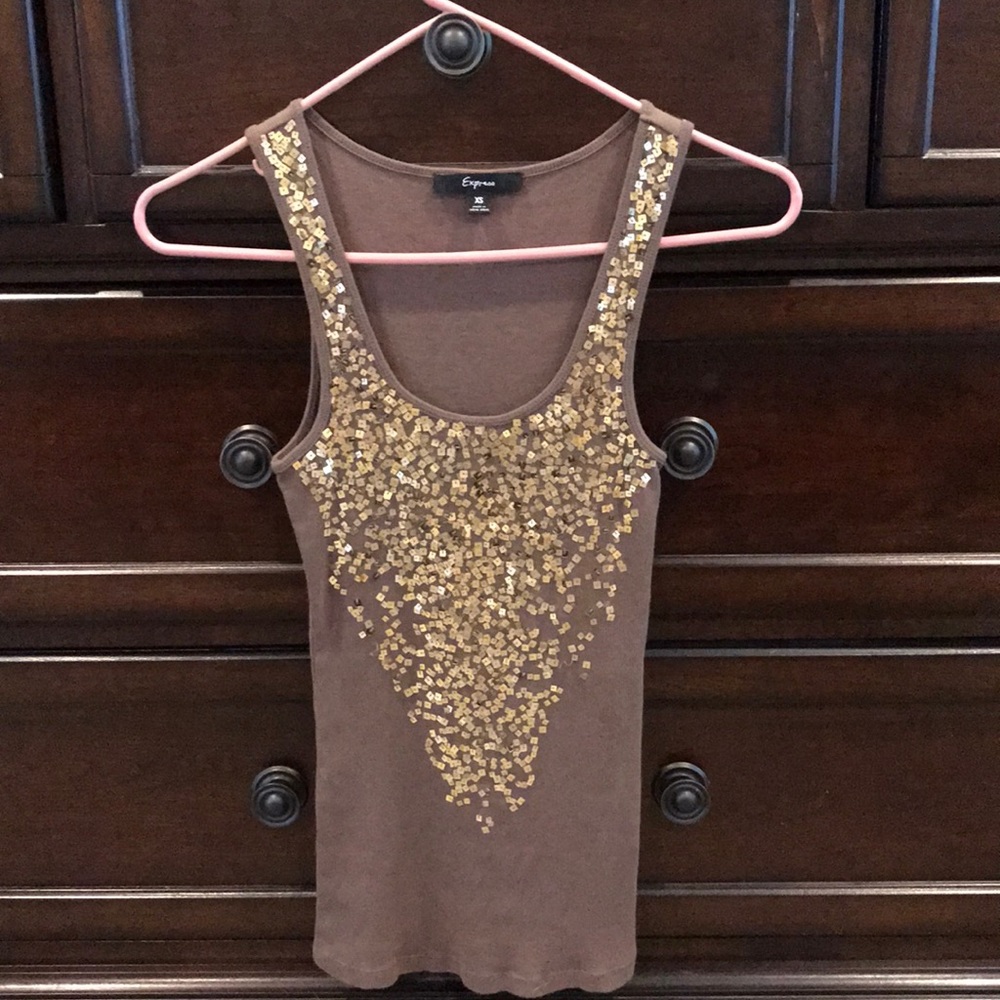 Express gold sequin tank